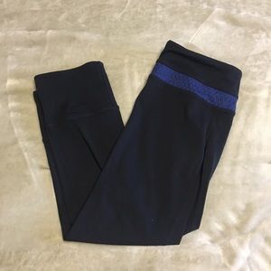 PrAna black crop leggings blue stripe size small